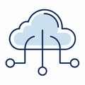 A minimalist icon depicting a cloud connected to three nodes, representing a cloud computing network, Create a minimalist icon Royalty Free Stock Photo