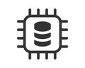Minimalist icon depicting a computer chip housing a database. Represents data storage, processing, and server technology. Ideal Royalty Free Stock Photo