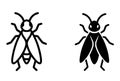 Minimalist Icon, Fly Vector, black and white, outline and silhouette versions Royalty Free Stock Photo