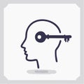 Unlocking Potential Human Head with Key Icon Royalty Free Stock Photo
