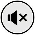 Mute Speaker Icon with a Cross Symbol on a Circular Gray Background sound volume Royalty Free Stock Photo
