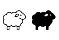 Minimalist Icon, Sheep Vector, black and white, outline and silhouette versions Royalty Free Stock Photo
