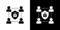 Minimalist Icon of User Network with Shield and Lock for Data Security Royalty Free Stock Photo