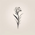 Minimalistic Gladiolus Sketch Drawing: Trendy Tattoo Design