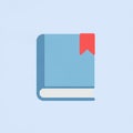 A minimalist illustration of a closed blue book with a red bookmark. The book feature Royalty Free Stock Photo
