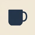 A minimalist illustration of a coffee mug, depicted in solid dark blue. The design featu Royalty Free Stock Photo