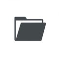 A minimalist illustration of a dark gray file folder icon on a white background. The design Royalty Free Stock Photo