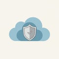 Cloud Security Icon with Shield and Checkmark for Data Protection and Online Safety Royalty Free Stock Photo