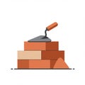 A minimalist illustration features a masonry trowel with an orange handle resting on a Royalty Free Stock Photo