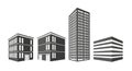 Minimal City Buildings Skyline Illustration in Flat Style Royalty Free Stock Photo