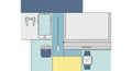 Each device is outlined with simple lines emphasizing functiona Royalty Free Stock Photo
