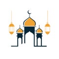 Islamic Mosque and Lanterns Illustration Royalty Free Stock Photo
