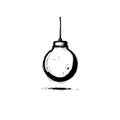 Minimalist illustration featuring a singular lightbulb hanging, casting a simple shadow Royalty Free Stock Photo