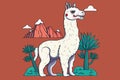 minimalist illustration funny lama. Generative AI