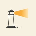 Minimalist illustration of a lighthouse in a linear style. The structure is depicted with Royalty Free Stock Photo