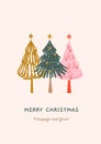 Minimalist Illustration Merry Christmas Greeting Card Ready To Print Royalty Free Stock Photo