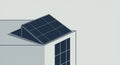 A minimalist illustration of a modern building\'s rooftop featuring a solar panel. The Royalty Free Stock Photo