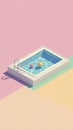 Minimalist Pool Scene with Colorful Floating Objects and Pastel Background Royalty Free Stock Photo