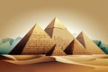 Minimalist illustration of The Pyramids of Giza in Egypt. Travel destination, famous place for vacations banner