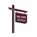 A minimalist illustration of a real estate sign. It features a rectangular signboard Royalty Free Stock Photo