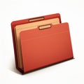 Minimalist Illustration Of A Red Folder With Paper On White Background