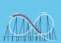 Minimalist illustration of a roller coaster against a sky-blue background. The design Royalty Free Stock Photo
