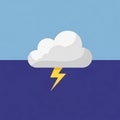 Yellow lightning bolt emerges from the cloud adding contrast Royalty Free Stock Photo