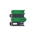 A minimalist illustration of a stack of four books. Two books are green and two are dark Royalty Free Stock Photo