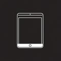 Minimalist illustration of a tablet device, outlined in white against a solid black Royalty Free Stock Photo