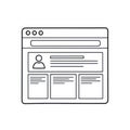 A minimalist illustration of a web browser window with a profile icon and content sections Royalty Free Stock Photo