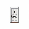 Minimalist Illustration Of A White Front Door