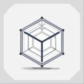 Conceptual Tech Cube Wireframe Design Royalty Free Stock Photo
