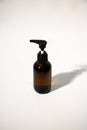 Amber Pump Bottle for Liquid Soap or Lotion on White Background