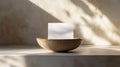 Minimalist Card In Ceramic Bowl Hero Image With Warm Lighting Royalty Free Stock Photo