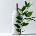 White Bottle & Green Leaves Royalty Free Stock Photo