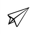 Minimalist info icon design element featuring a triangular paper plane ascending