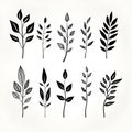 Minimalist ink: capturing the simplicity of monochromatic botanicals Royalty Free Stock Photo