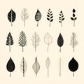 Minimalist ink: depicting the essence of monochromatic foliage Royalty Free Stock Photo