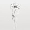 Minimalist Ink Drawing: A Flower\'s Tearful Expression