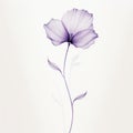 Minimalist Ink Painting Of A Purple Flower On White Background Royalty Free Stock Photo