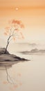 Serene Amanda: Minimalist Ink Painting Inspired By Song Dynasty