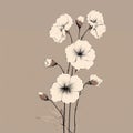 Minimalist Ink Wash Flower Bouquet Vector With Delicate Shading