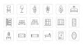 Minimalist Interior Design Elements Icons Royalty Free Stock Photo