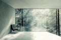 Minimalist Interior With Forest View Window Royalty Free Stock Photo