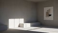 Minimalist interior with geometric and dramatic sunlight casting shadows Royalty Free Stock Photo
