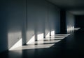 A minimalist interior hallway features smooth concrete walls and Royalty Free Stock Photo