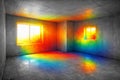 Minimalist interior with net zero school daylighting prism effects on concrete Royalty Free Stock Photo