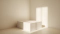 Minimalist Interior Scene CubeShaped Structure, Subtle Light, Textured Surface. Royalty Free Stock Photo