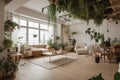 a minimalist interior with thriving indoor plants, adding a natural and colorful touch