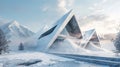 A minimalist interpretation of a volcanic eruption through the use of geometric forms